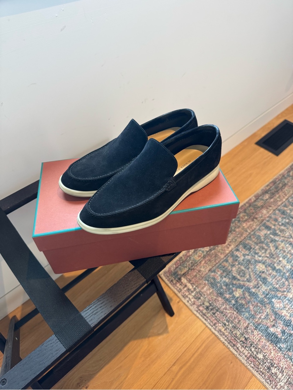 Loro Piana Black Suede Summer Walk Loafer